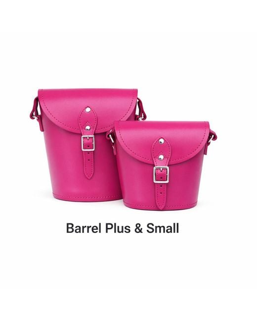 Zatchels Pink Handmade Leather Barrel Bag