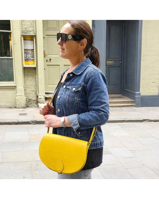 Zatchels Yellow Handmade Leather Saddle Bag
