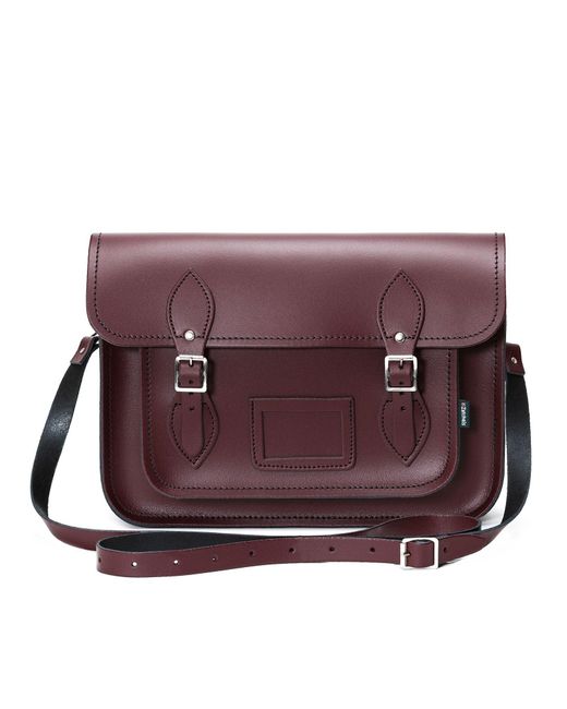 Zatchels Purple Handmade Leather 16 Inch Satchel