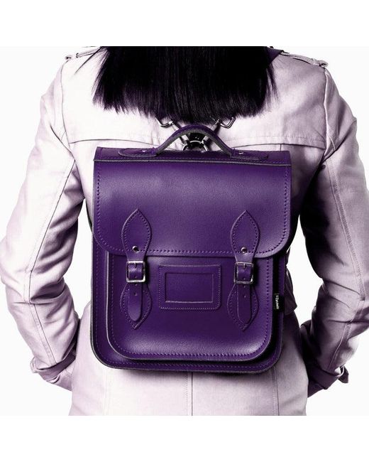 Zatchels Purple Handmade Leather City Backpack