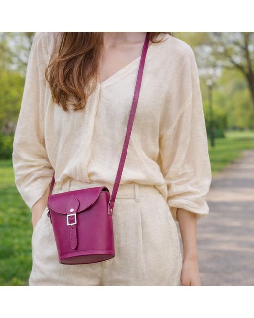Zatchels Pink Handmade Leather Barrel Bag
