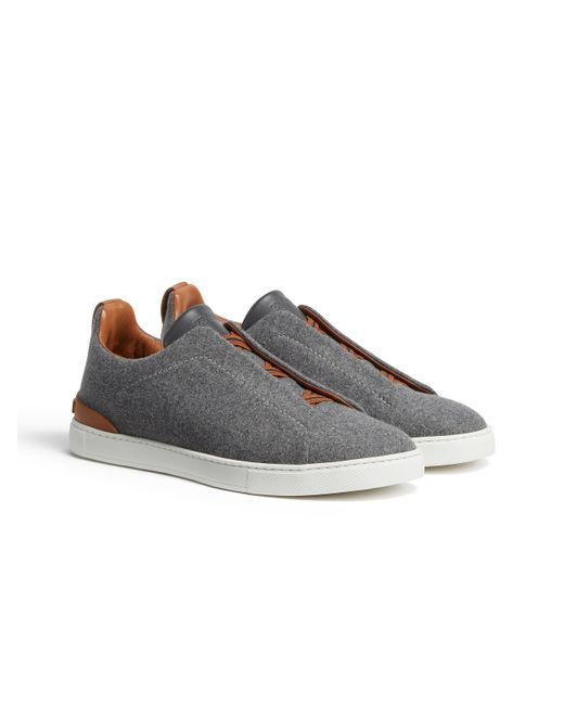 Zegna Gray Mélange #Usetheexisting Wool Triple Stitch Sneakers for men