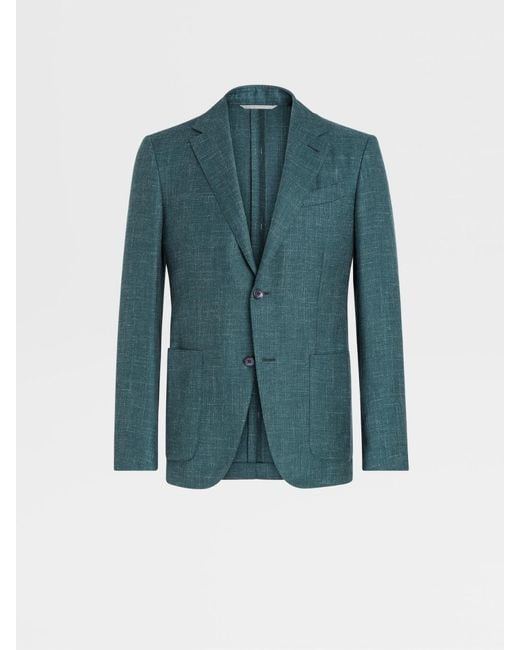 Ermenegildo Zegna Green Cashmere Silk And Linen Fairway Tailoring Jacket, Drop 7 for men