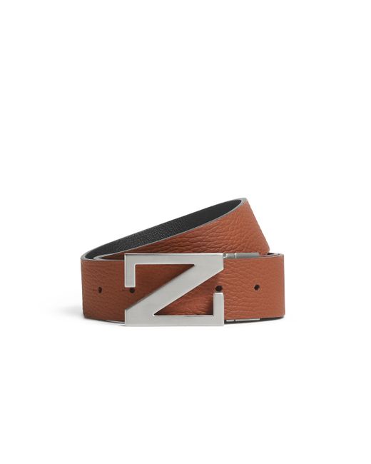 Zegna Brown Foliage And Reversible Leather Belt for men
