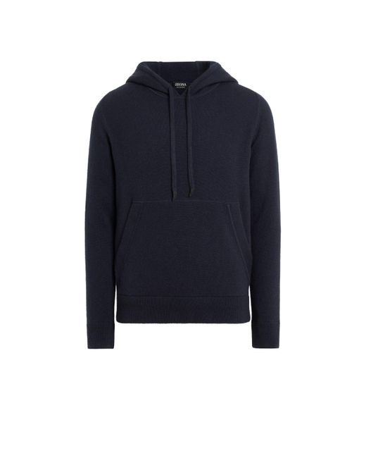 Zegna Blue Oasi Cashmere Hoodie for men