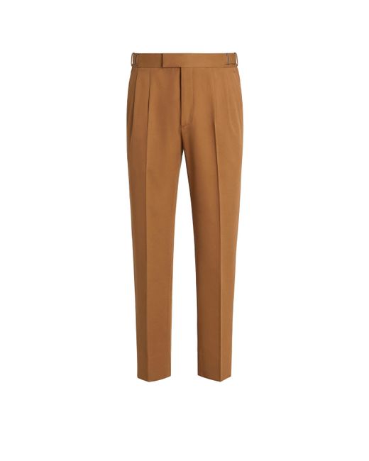 Zegna Natural Dark Foliage Cotton And Wool Pants for men