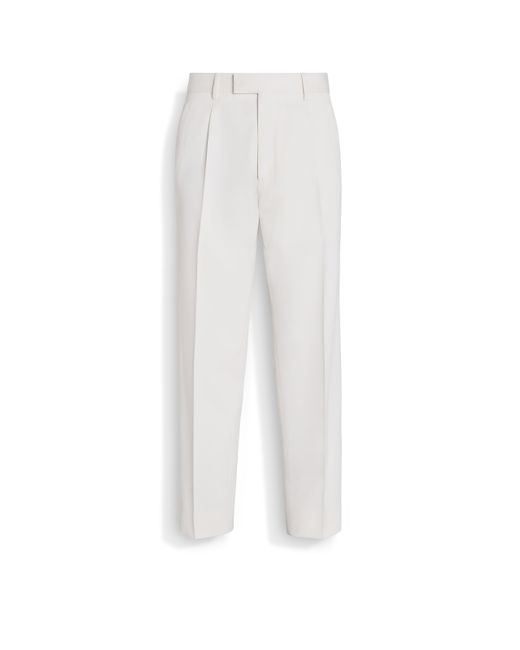 Zegna White Cotton And Wool Pants for men