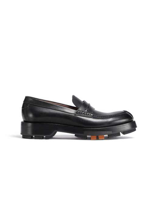 Zegna Black Hand-Buffed Leather Udine Loafers for men