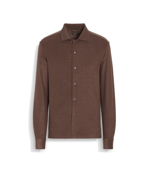 Zegna Brown Cotton And Silk Shirt for men