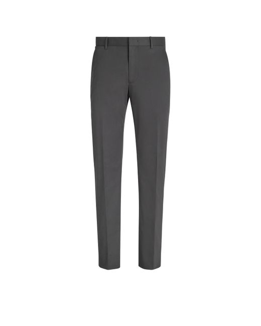 Zegna Gray Dark Comfort Cotton Pants for men