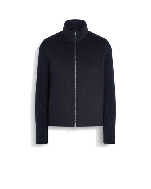 Zegna Cardigan Aus Oasi Cashmere Mit Durchgehendem Reißverschluss in Blue für Herren