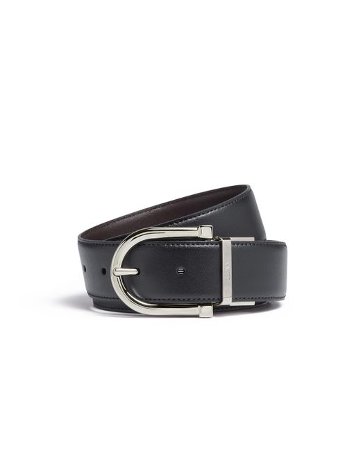 Zegna Black And Dark Reversible Leather Belt for men