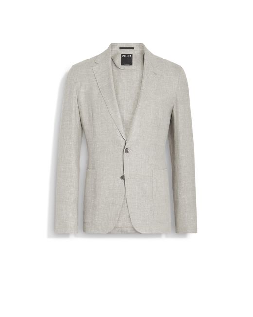 Zegna White Crossover Linen Wool And Silk Blend Shirt Jacket for men