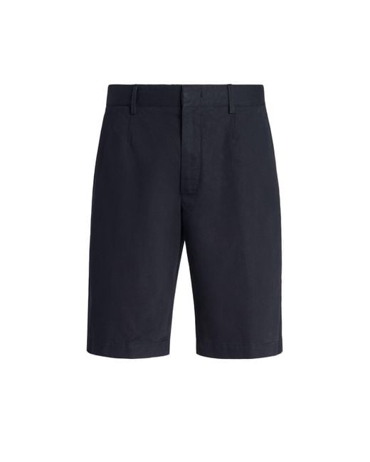 Zegna Blue Cotton And Linen Summer Chino Shorts for men