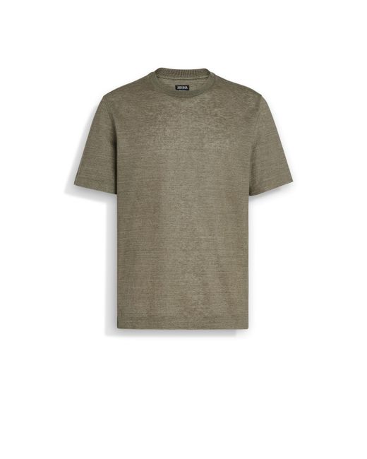 Zegna Green Linen T-Shirt for men
