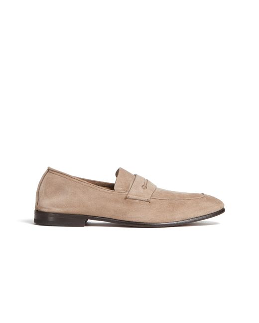 Zegna White Light Suede L'Asola Loafers for men