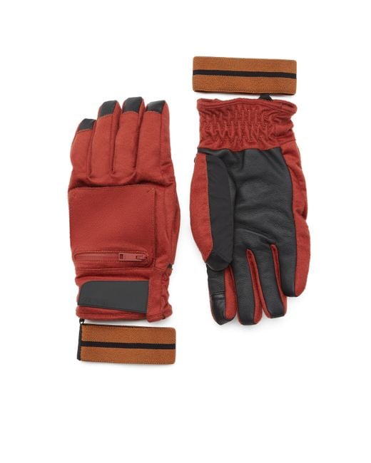 Zegna Red Oasi Cashmere Ski Gloves for men