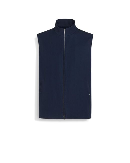 Zegna Blue Wool Mohair And Silk Vest for men