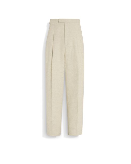 Zegna White Light Linen And Silk Blend Pants for men