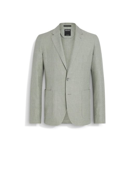 Zegna Gray Crossover Linen Wool And Silk Blend Shirt Jacket for men