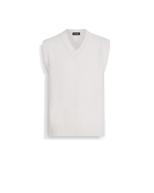 Zegna White Cashmere And Cotton Vest for men