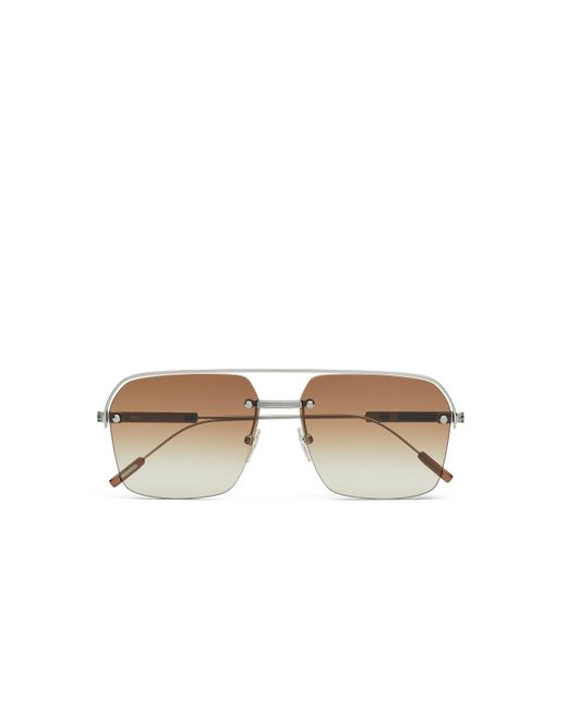 Zegna Multicolor Shiny Gunmetal Metal Sunglasses for men