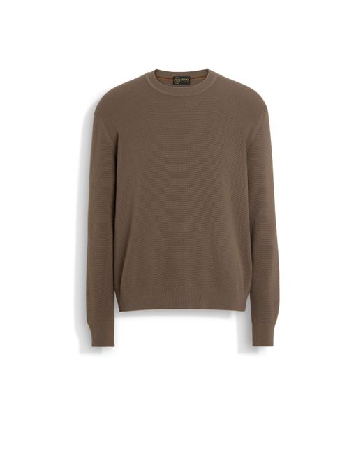 Zegna Brown Dark Taupe Vellus Aureum Crewneck for men