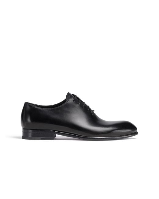 Zegna Black Hand-Buffed Leather Vienna Evening Wholecut Oxford for men