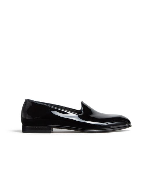 Zegna Black Leather Gala Slip-On Shoes for men