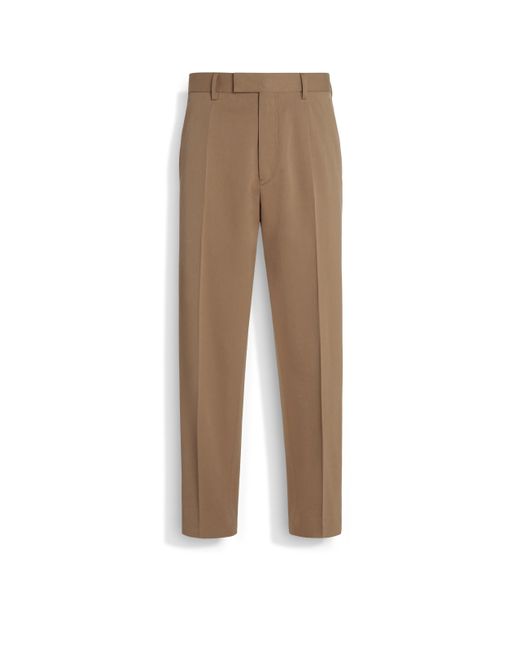 Zegna Natural Dark Cotton And Wool Pants for men