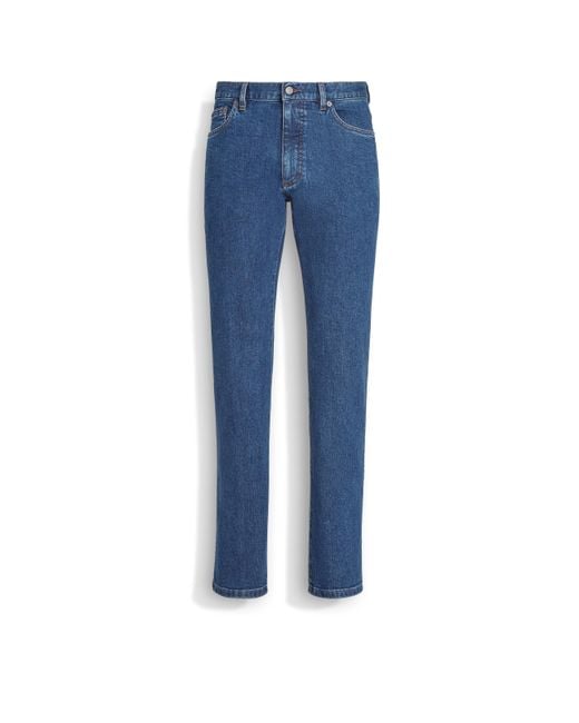 Zegna Roccia Jeans Aus Stretch-Baumwolle Mit Stone-Washed-Effekt in Blue für Herren
