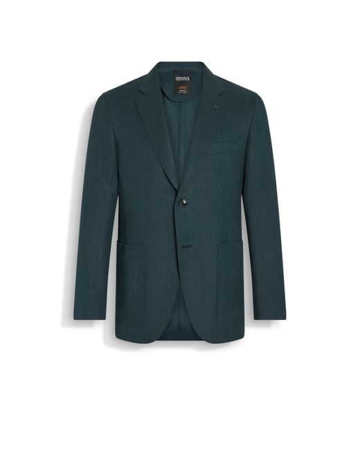 Zegna Jacke Aus Oasi Lino Flower in Blue für Herren