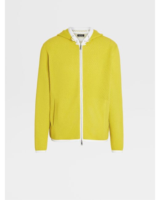 Zegna Strick-hoodie aus kaschmir mit reißverschluss in in Yellow für Herren