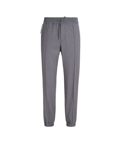 Zegna Gray Mélange High Performance Wool Joggers for men