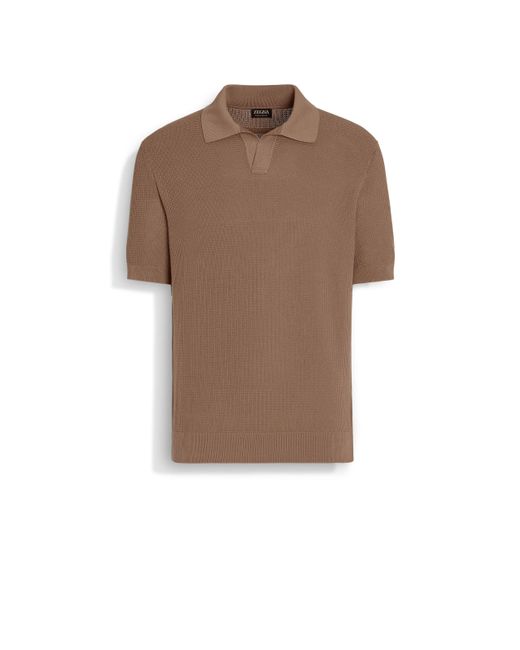 Zegna Brown Light Premium Cotton Polo Shirt for men