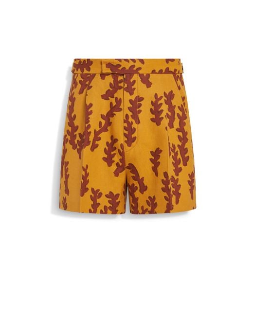 Zegna Shorts Aus Oasi Lino in Orange für Herren