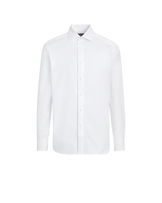 Zegna White Sea Island Cotton Long-Sleeve Tailoring Shirt for men