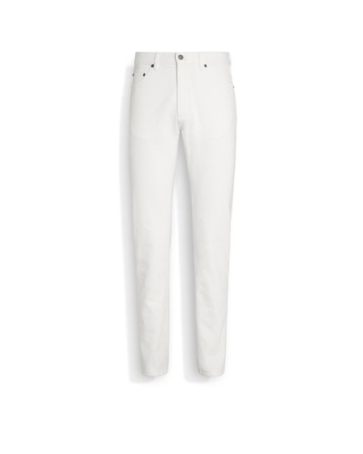 Zegna Roccia Jeans Aus Stretch-Baumwolle Mit Rinse-Waschung in White für Herren