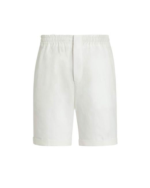 Zegna White Linen Shorts for men