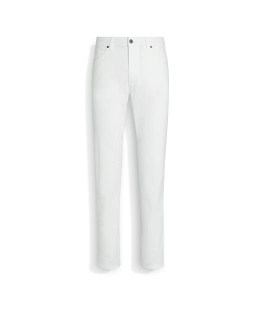 Zegna White Stretch Cotton Roccia Jeans for men
