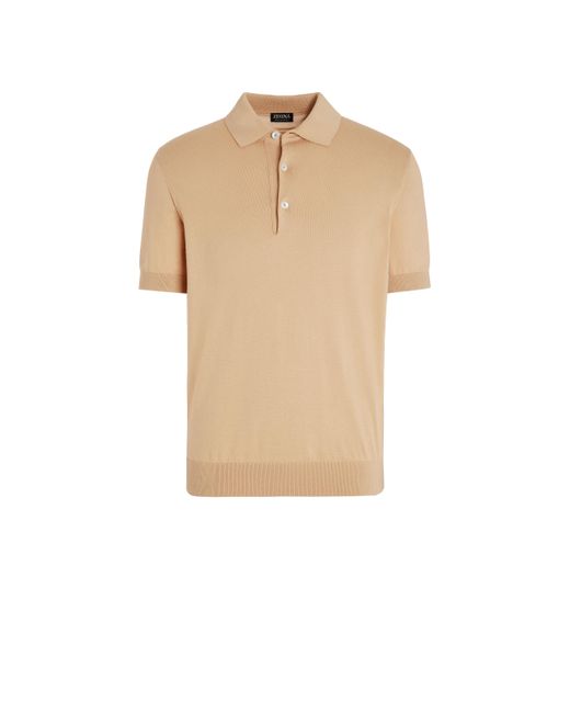 Zegna Natural Peach Color Premium Cotton Polo Shirt for men