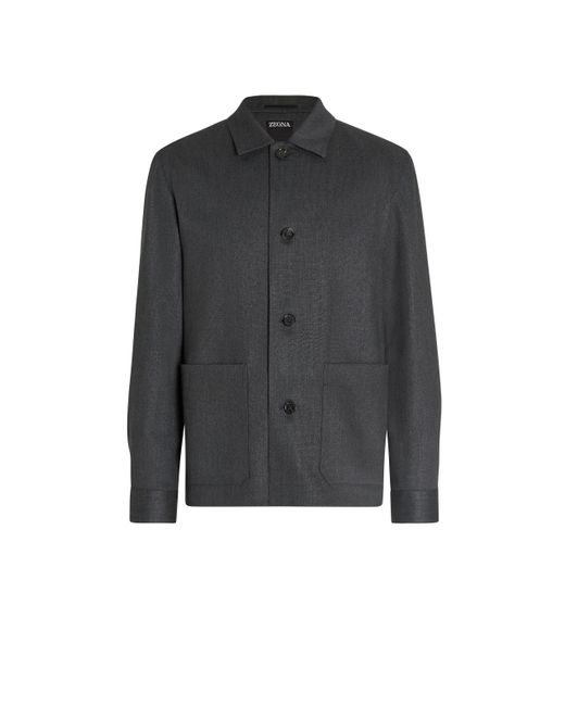Zegna Black Silk And Linen Blend Chore Jacket for men
