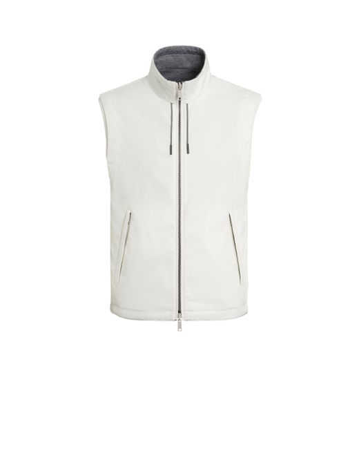 Zegna White Technical Fabric Reversible Brezza Vest for men