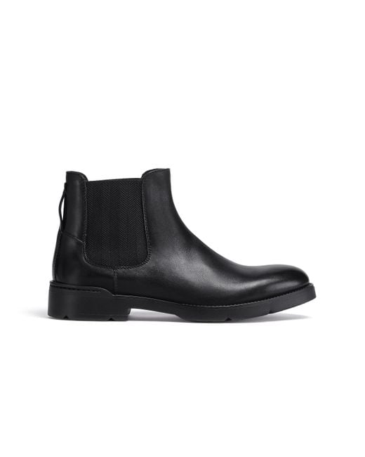 Zegna Black Hand-Buffed Leather Cortina Chelsea Boots for men