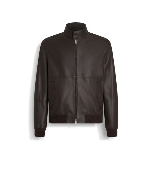 Zegna Black Nappa Leather Bomber for men