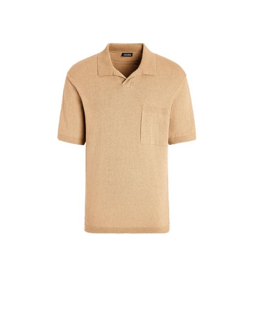 Zegna Natural Peach Color Cotton Blend Polo Shirt for men