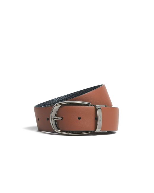 Zegna Brown Foliage And Leather Reversible Belt for men