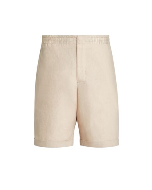 Zegna White Off Linen Shorts for men