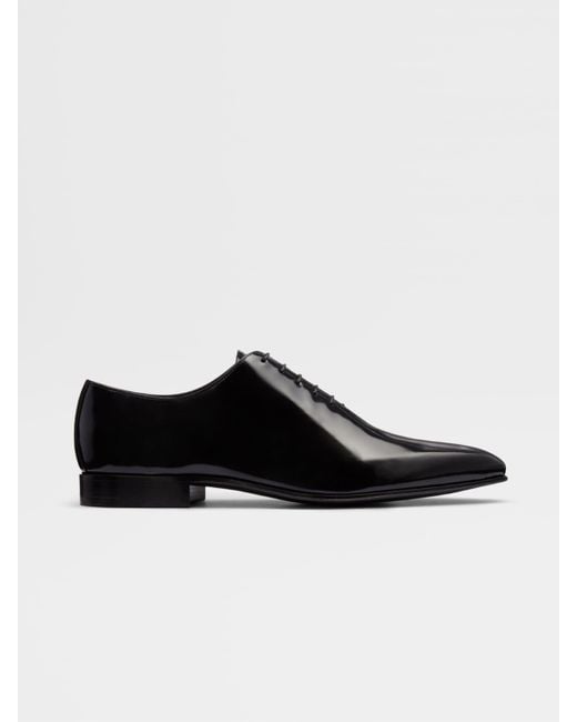 Zegna Black Patent Leather Oxford Shoes for men