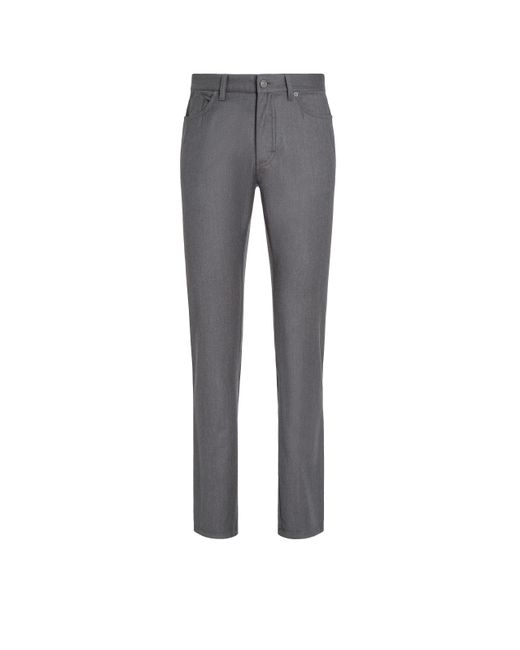 Zegna Gray Stone-Washed Wool Jeans for men